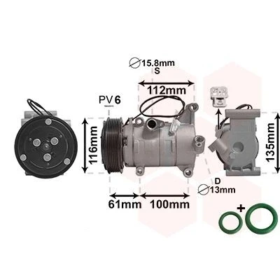 Imagem de VAN WEZEL 2701K700 Compressor V09A 12 PAG 46 R 134a com acessórios MAZDA: 2 Hatchback