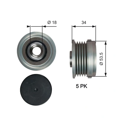 Imagem de GATES OAP7202 Polia Roda Livre do Alternador 34 FleetRunner Micro V Stretch Fit OPEL: Corsa D Hatchback, Insignia A Sedan, CHEVROLET: Orlando