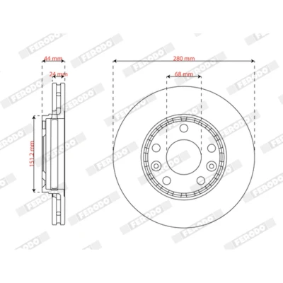 Imagem de FERODO Disco de travão RENAULT: Express Van 280mm 24mm 5 68mm ventilado DDF3198C Discos