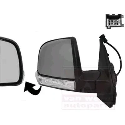 Imagem de espelho retrovisor Van Wezel 1638808 à direita com subcapa completo, convexo, para regulação eléctrica dos espelhos, aquecível, sem gr