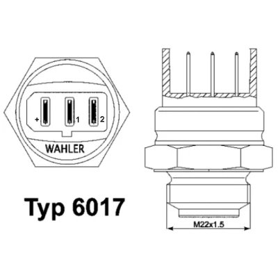 Imagem de WAHLER 6017.85D Interruptor de temperatura, ventilador do radiador M 22 x 1,5 mm com junta FIAT: Uno Hatchback, LANCIA: DELTA 1