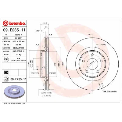 Imagem de BREMBO 09.E235.11 Disco de travão 320 28 5 interior ventilado revestido alto carbono