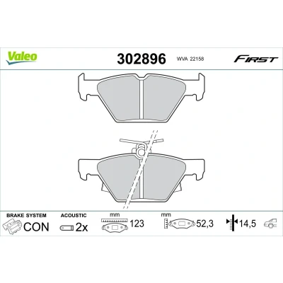 Imagem de VALEO 302896 Jogo de pastilhas para travão disco Eixo traseiro incl. contacto aviso desgaste sem parafusos, com chapa anti ruído