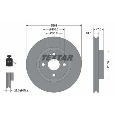 Imagem de TEXTAR 92103100 Disco de travão 258 24 04/05 100 interior ventilado sem pernos fixação da roda, cubo roda MAZDA: FAMILIA 6, 323 F 6