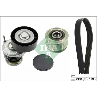 Imagem de INA 529 0466 20 Jogo de correias trapezoidais estriadas com polia roda livre SEAT: Ibiza 4 Sportcoupe, 3, Córdoba II Sedan