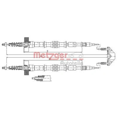 Imagem de METZGER 11.5861 Cabo de Freio Mão traseira 1680/1495+1680/1495 Travões disco COFLE OPEL: Zafira A