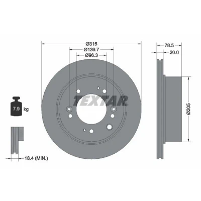 Imagem de TEXTAR 92205000 Disco de travão 315 20 05/10 139,7 interior ventilado sem pernos fixação da roda, cubo roda KIA: SORENTO 1