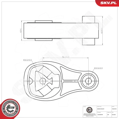 Imagem de ESEN SKV 75SKV074 Suporte, motor à frente Rolamento de Borracha e metal Alumínio, 261mm 60mm SMART: Fortwo II Coupe, Cabrio