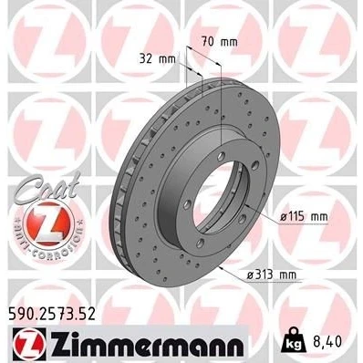 Imagem de ZIMMERMANN SPORT COAT Z 590.2573.52 Disco de travão 313 32 5/5 5 144 interior ventilado, perfurado revestido TOYOTA: Land Cruiser 100