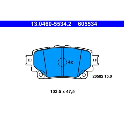 Imagem de ATE 13.0460 5534.2 Jogo de pastilhas para travão disco não preparado indicador aviso desgaste, excl. contacto desgaste