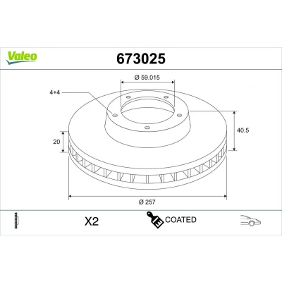 Imagem de VALEO Disco de travão FIAT: Punto II Hatchback, I BRAVO 1, ALFA ROMEO: 146, 145, LANCIA: DELTA 2 673025 Discos