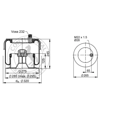 Imagem de Suspensão pneumática molas pneumáticas CONTITECH SK 175 604 P01