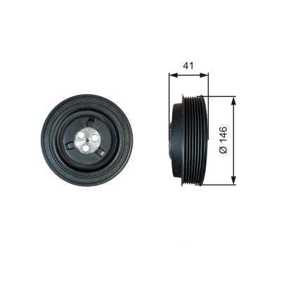 Imagem de GATES TVD1134 Polia da Cambota 165 sem acessórios FleetRunner Micro V Stretch Fit FORD: Transit Mk6 Tourneo, Van