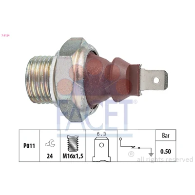 Imagem de FACET 7.0124 Sensor Pressão do Óleo M16x1,5 0,5bar Made in Italy OE Equivalent