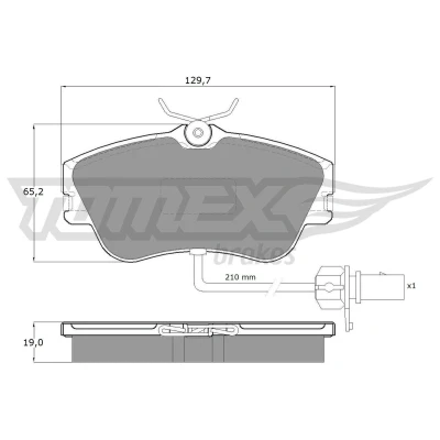 Imagem de TOMEX brakes TX 11 821 Jogo de pastilhas para travão disco Eixo dianteiro incl. contacto aviso desgaste VOLKSWAGEN: TRANSPORTER 4 Bus
