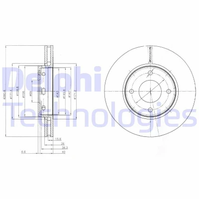 Imagem de DELPHI BG4127 Disco de travão 281 26 4 ventilado oleado não tratado sem o rolamento da roda, anel sensor do ABS MITSUBISHI: COLT 6