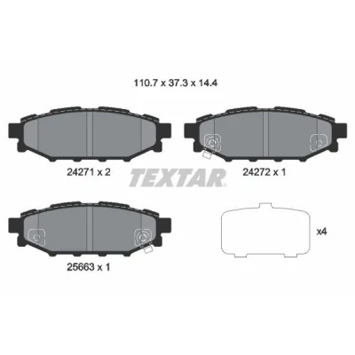 Imagem de TEXTAR 2427101 Jogo de pastilhas para travão disco com avisador sonoro desgaste acessórios SUBARU: Impreza III Hatchback, Forester IV