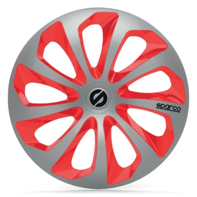 Imagem de 4 tampões prata/vermelho sparco sicilia 14 polegadas