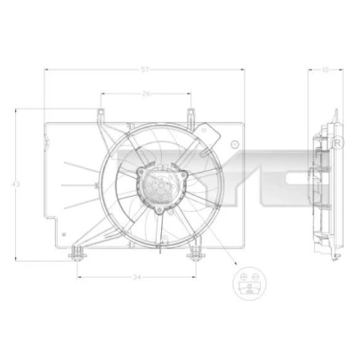 Imagem de TYC 810 0042 ventilador de radiador 340 230 com estrutura do (caixilho) FORD: FIESTA 6, 6 Van