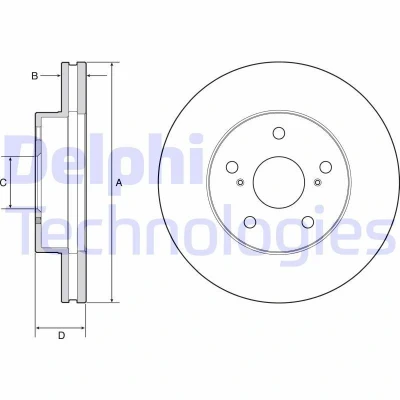 Imagem de DELPHI BG4926C Disco de travão 281 28 5 ventilado revestido não tratado sem o rolamento da roda, anel sensor do ABS TOYOTA: HILUX 3 Pick up