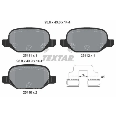 Imagem de TEXTAR 2541101 Jogo de pastilhas para travão disco com avisador sonoro desgaste acessórios FIAT: 500 Hatchback, C Cabrio, 500X