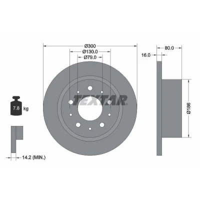 Imagem de TEXTAR 92157600 Disco de travão 300 16 05/10 130 cheio sem pernos fixação da roda, cubo roda FIAT: Ducato III Van