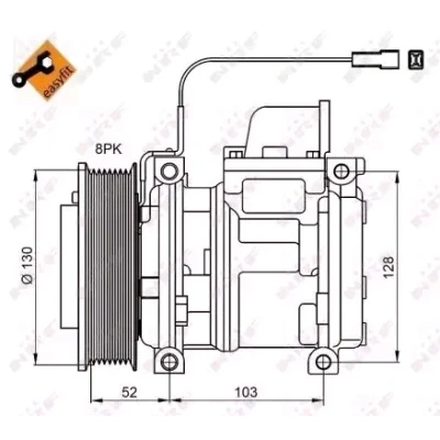 Imagem de NRF 32824 compressor 10PA15C 24 PAG 46 com óleo de PAG, retentor EASY FIT