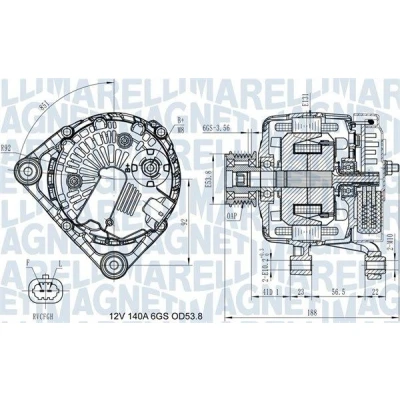 Imagem de MAGNETI MARELLI 063731406710 Alternador 12V 140A