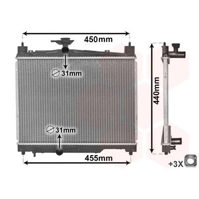 Imagem de VAN WEZEL 53002251 Radiador, arrefecimento do motor Alumínio 350 490 17 Aletas de refrigeração soldadas TOYOTA: Yaris I Hatchback