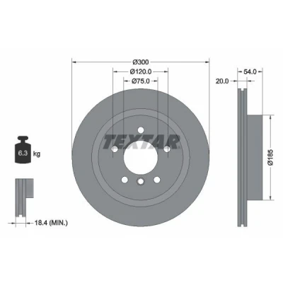 Imagem de TEXTAR PRO+ 92196605 Disco de travão 300 20 05/06 120 interior ventilado revestido alto carbono sem pernos fixação da roda, cubo roda