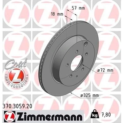 Imagem de ZIMMERMANN COAT Z 370.3059.20 Disco de travão 325 18 7/5 5 114 interior ventilado revestido MAZDA: CX 7