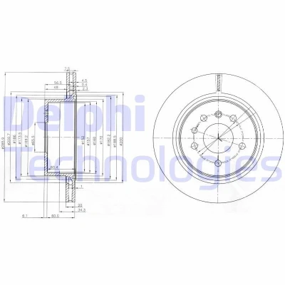 Imagem de DELPHI BG4043 Disco de travão 286 20 5 ventilado oleado não tratado sem o rolamento da roda, anel sensor do ABS OPEL: Omega B Caravan