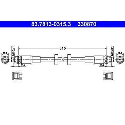 Imagem de ATE 83.7813 0315.3 Mangueira de Travão 315 AUDI: A6 C6 Sedan
