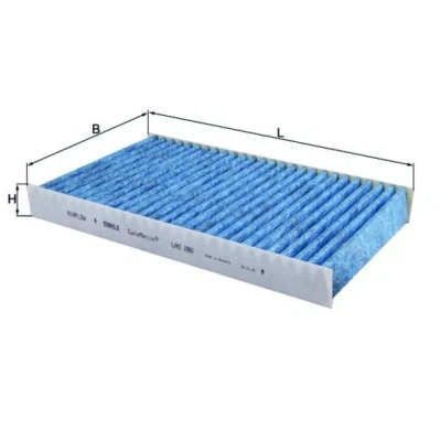 Imagem de MAHLE ORIGINAL LAO 280 Filtro, ar do habitáculo Filtro de carvão ativado, Com efeito antialérgico, antibacteriano 268,0 158 30,0 CST4624