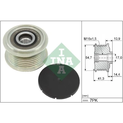 Imagem de INA 535 0351 10 Polia Roda Livre do Alternador Ferramenta especial necessária para a montagem FIAT: Ducato III Camião de plataforma / Chassis