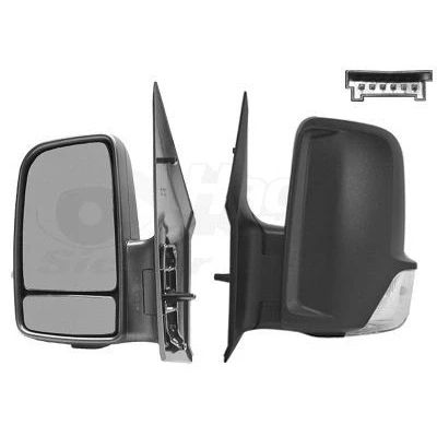 Imagem de espelho retrovisor Van Wezel 3077807 esquerda preto completo, para regulação eléctrica dos espelhos, aquecível, com grande angular, Br