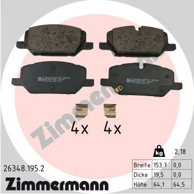 Imagem de ZIMMERMANN 26348.195.2 Jogo de pastilhas para travão disco OPEL: Insignia B Grand Sport, Sports Tourer