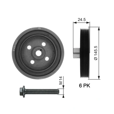 Imagem de GATES TVD1057A Polia da Cambota 145,5 com acessórios FleetRunner Micro V Stretch Fit FORD: Focus 2, C Max, Max