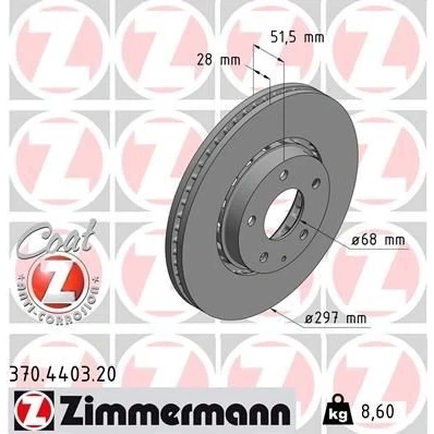 Imagem de ZIMMERMANN 370.4403.20 Disco de travão 297 28 6/5 5 114 ventilado fora revestido MAZDA: CX II, I