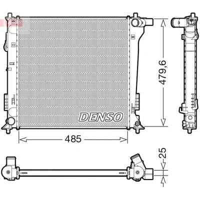 Imagem de DENSO DRM41020 Radiador, arrefecimento do motor 485mm 494mm 25mm