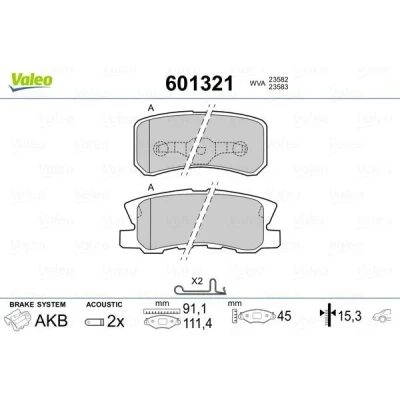 Imagem de VALEO 601321 Jogo de pastilhas para travão disco Eixo traseiro incl. contacto aviso desgaste com chapa anti ruído MITSUBISHI: Grandis