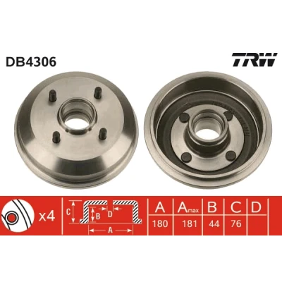 Imagem de Tambor de travão TRW DB4306