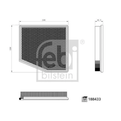 Imagem de FEBI BILSTEIN 188433 Filtro de ar 40,5mm 238mm 248mm Cartucho filtrante