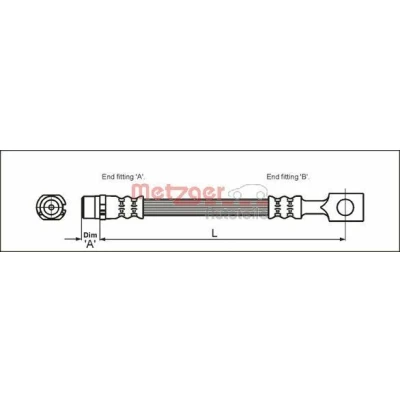 Imagem de METZGER 4112818 Mangueira de Travão 200 OPEL: Astra G Caravan, Sedan, Zafira A