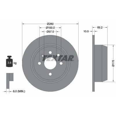 Imagem de TEXTAR 92057000 Disco de travão 260 10 04/06 100 cheio sem pernos fixação da roda, cubo roda OPEL: Astra F CC, Caravan