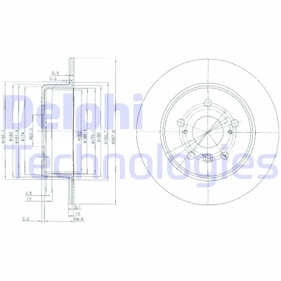 Imagem de DELPHI BG3183 Disco de travão 288 10 5 cheio oleado não tratado sem o rolamento da roda, anel sensor do ABS