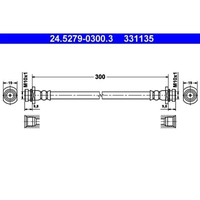 Imagem de ATE 24.5279 0300.3 Mangueira de Travão 300 M10x1 SUZUKI: SWIFT 3