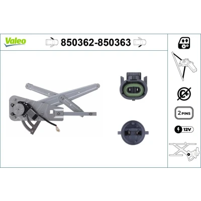 Imagem de Valeo Elevador de vidro à frente, lado esquerdo elétrico com motor sem função conforto 850362 RENAULT: TWINGO 1, 1 Kasten