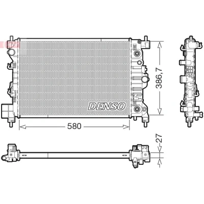 Imagem de DENSO DRM20131 Radiador, arrefecimento do motor 580mm 387mm 27mm