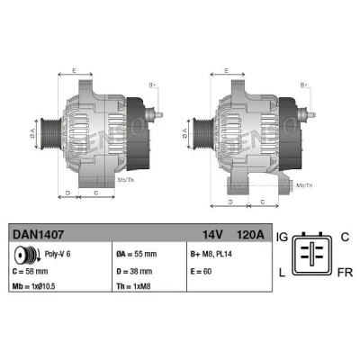 Imagem de DENSO DAN1407 Alternador 14V 120A